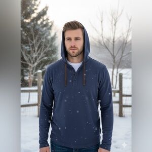 NWT Weatherproof Dark Blue Hoodie with Brown Accents